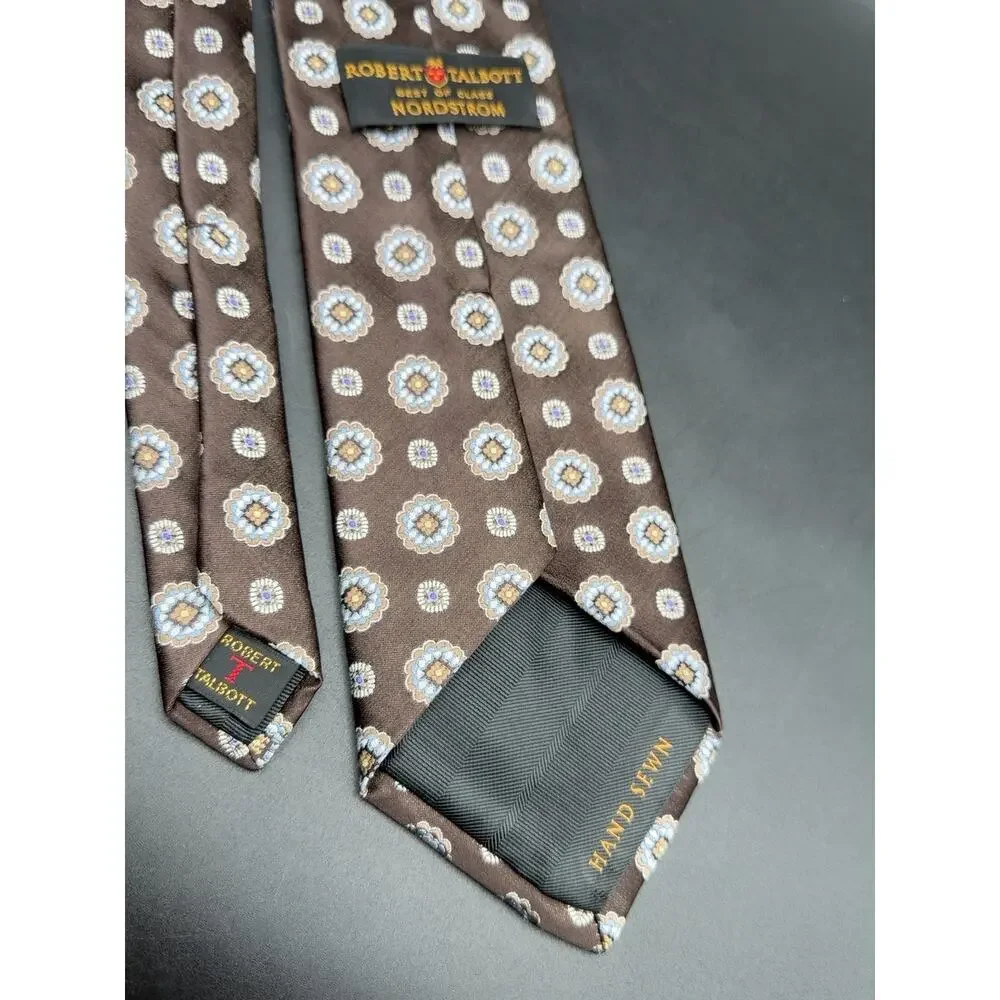 Robert Talbott Best of Class Nordstrom Silk Tie Brown Medallion Hand Sewn USA